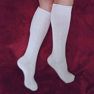 Vintage Cable Knit Knee Socks Pale Pink